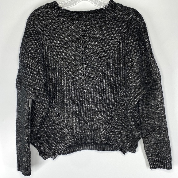 Kenneth Cole Charcoal Gray Black Knit Oversize Sweater Size Large Cotton Wool - Picture 1 of 5